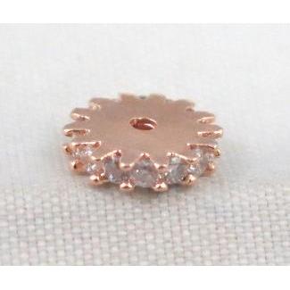 copper bead paved zircon, rose gold plated