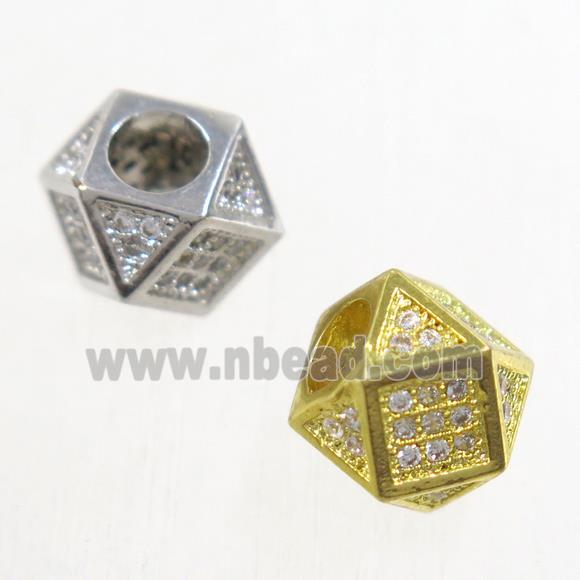 copper beads paved zircon, cube, mix color
