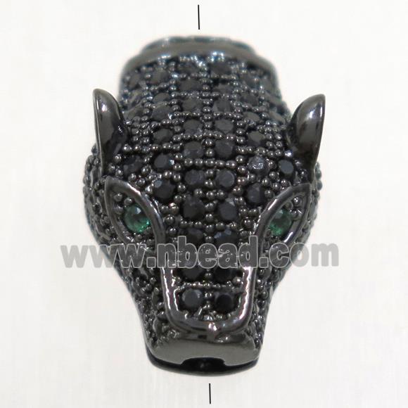 copper pantherhead beads paved zircon, black plated