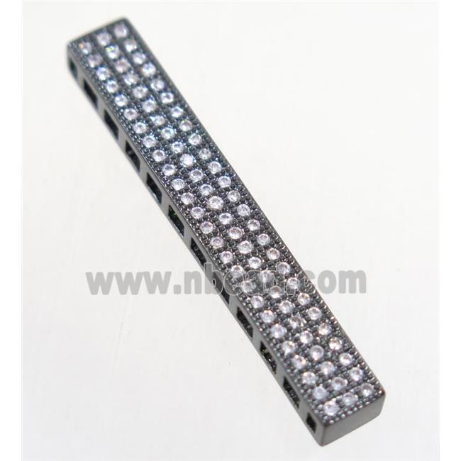 copper rectangle beads paved zircon, black plated