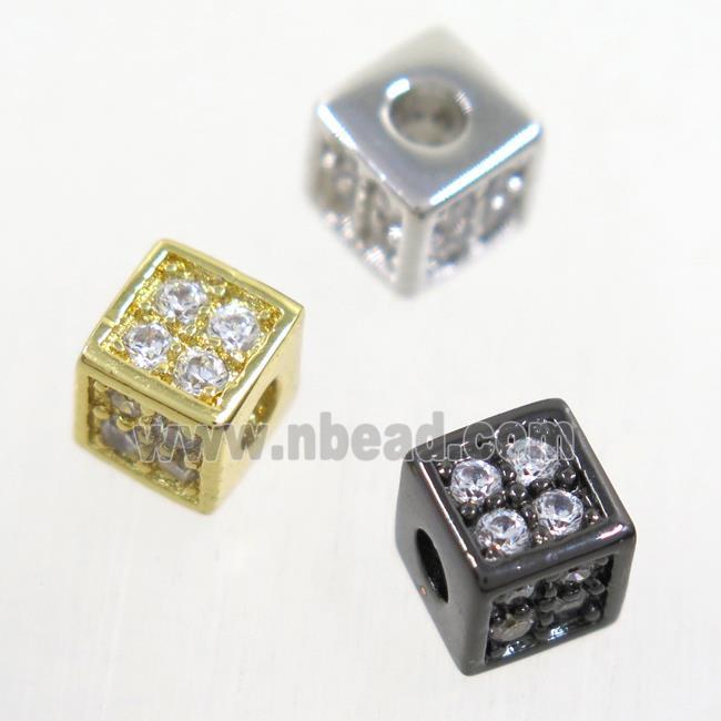 copper cube beads paved zircon, mix color