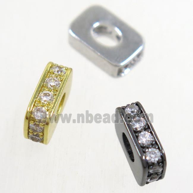 copper rectangle bead paved zircon, mix color