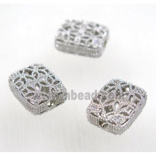 copper spacer bead paved zircon, rectangle