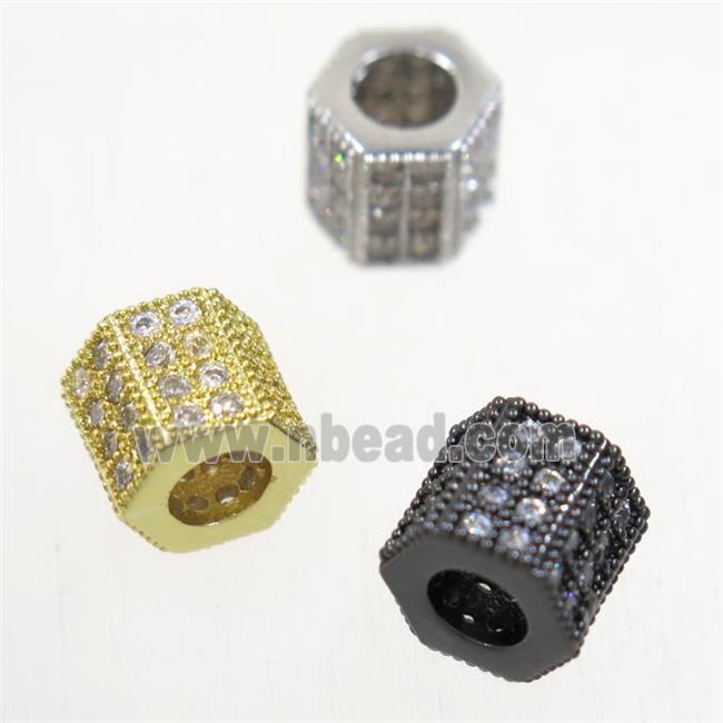 European style copper tube beads paved zircon, mix color