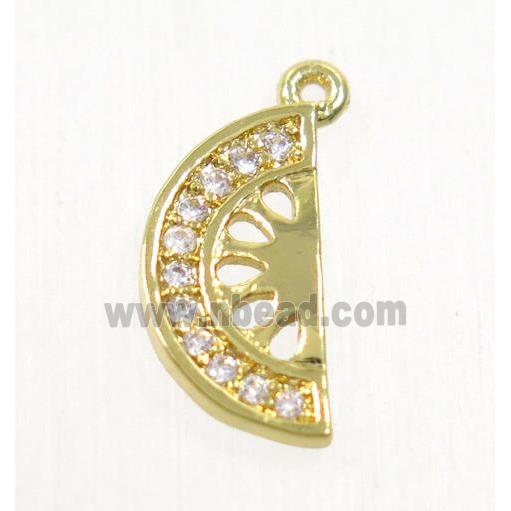 copper watermelon pendant paved zircon, gold plated