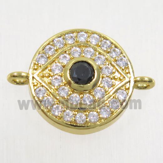 copper eye connector paved zircon, gold plated