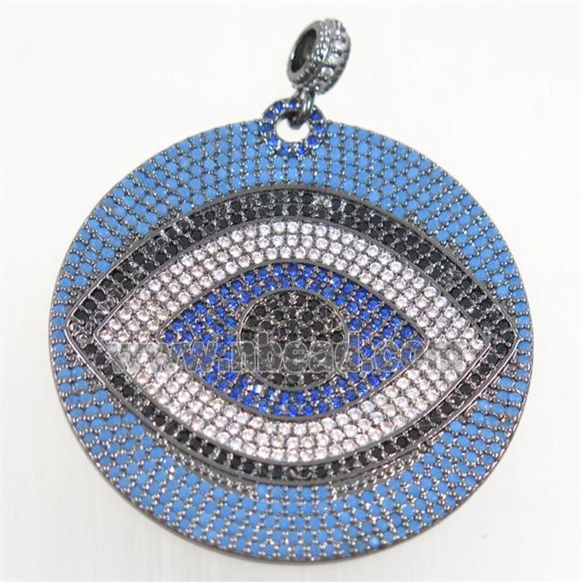 copper eye pendant paved zircon, black plated