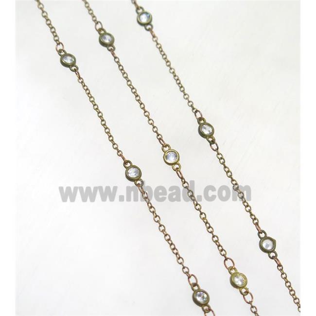copper chain paved zircon, brass
