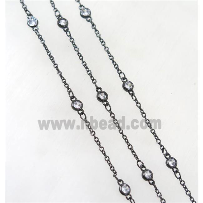 copper chain paved zircon, black plated