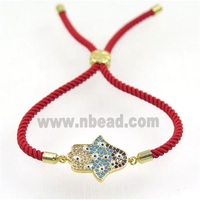 handmade hamsahand bracelet with nylon wire, zircon bead