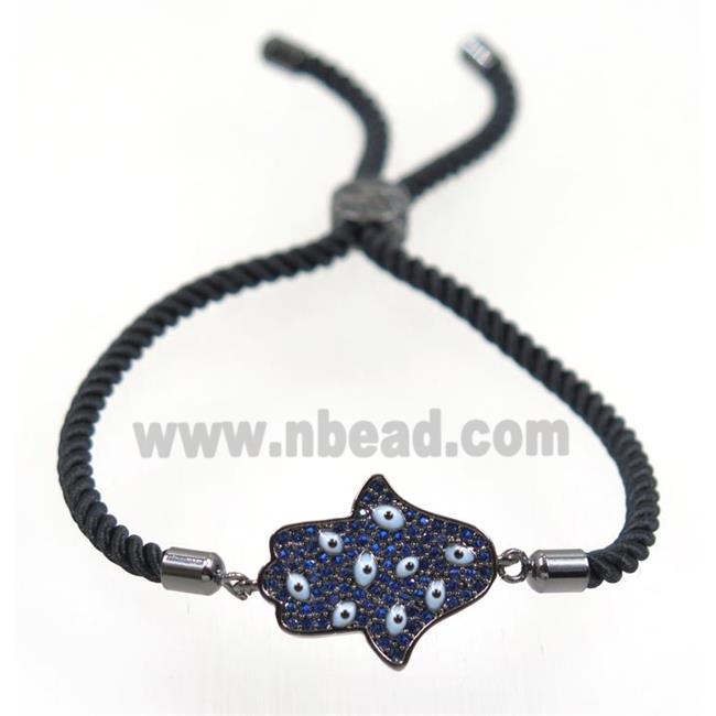 handmade hamsahand bracelet with nylon wire, zircon bead