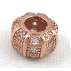 Zircon, bracelet spacer, copper bead, red copper