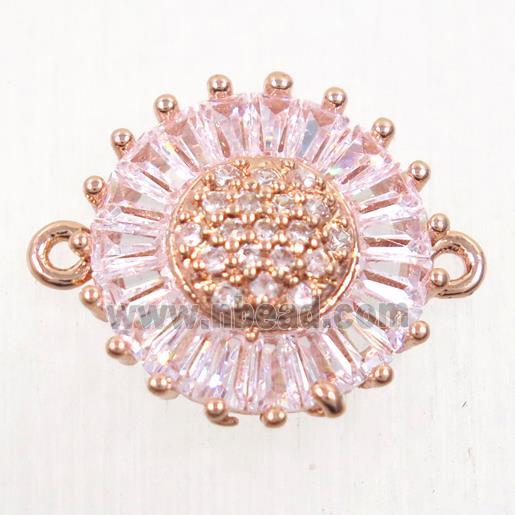 copper sunflower connector paved zircon, rose gold
