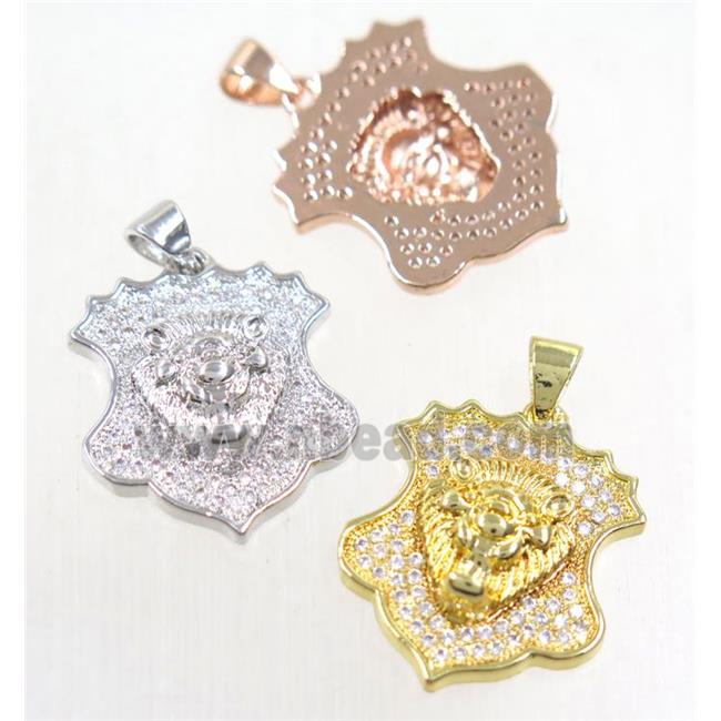 copper leo pendants paved zircon, mix color