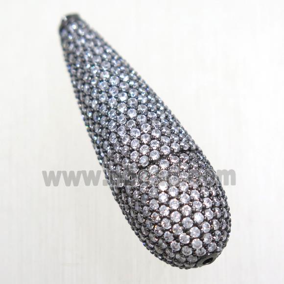 copper teardrop beads paved zircon, black plated