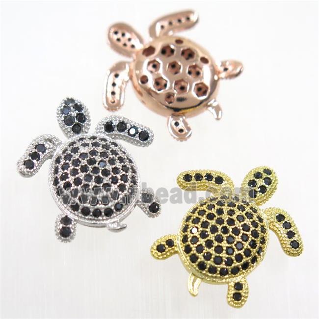 copper Tortoise beads paved black zircon, mix color
