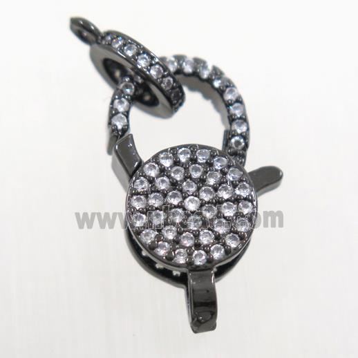 copper Lobster Clasp paved zircon, black plated