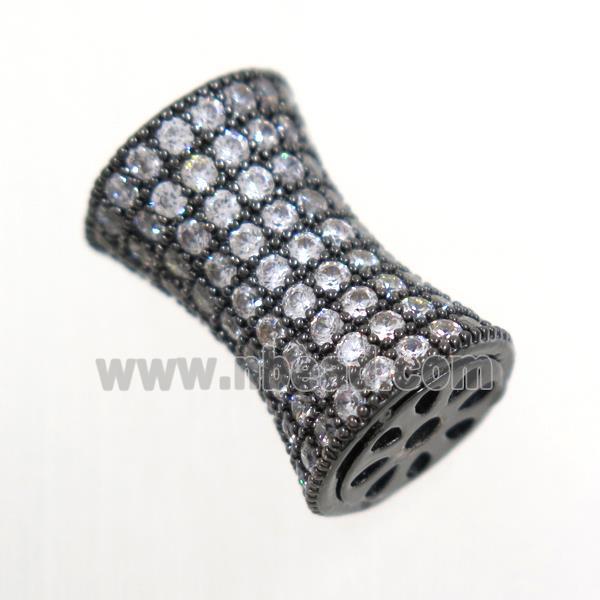 Copper Bamboo Beads Pave Zircon Black Plated