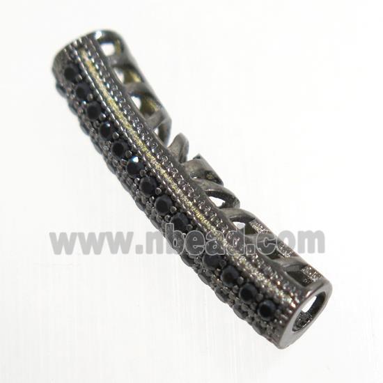 copper bead paved zircon, tube, black plated