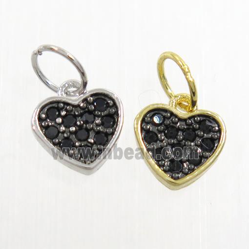copper heart pendant paved zircon, mixed