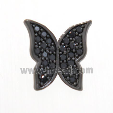 copper butterfly beads paved zircon, black plated