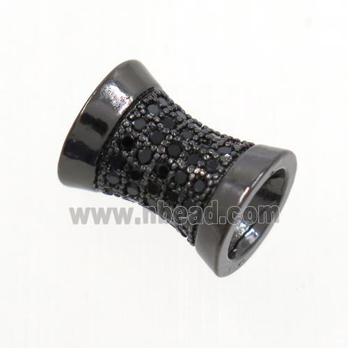copper bamboo beads paved zircon, black plated