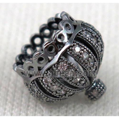 copper bead pave zircon, crown, black plated