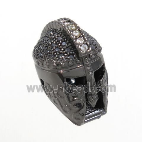 copper helm beads paved zircon, black plated