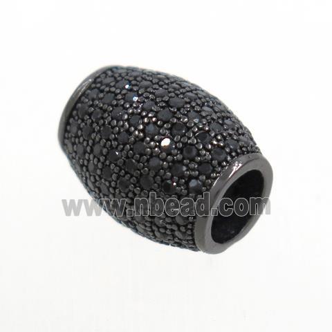 European style copper barrel beads paved zircon, black plated