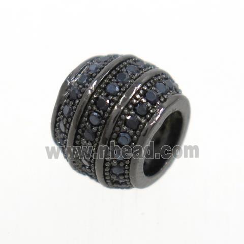 copper rondelle beads paved zircon, black plated