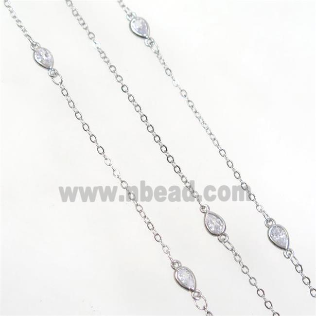 copper chain with zircon, platinum plated