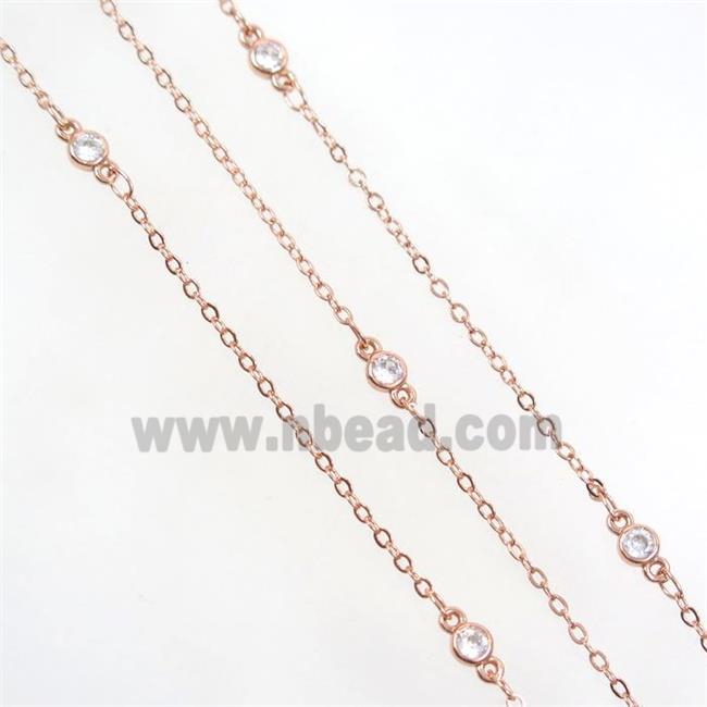 copper chain with zircon, rose gold