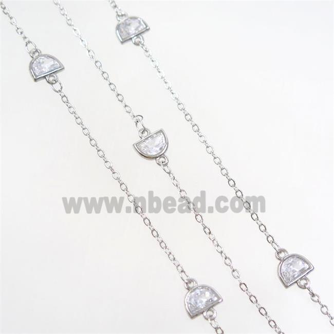 copper chain with zircon, platinum plated