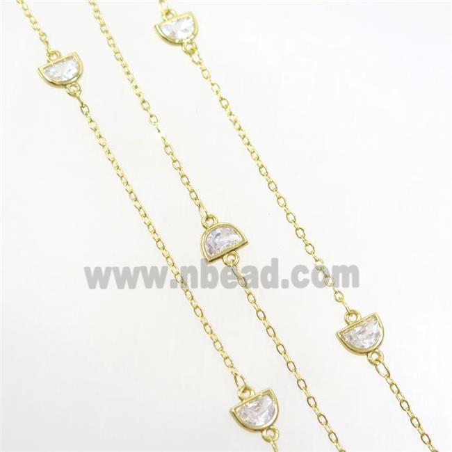 copper chain with zircon, gold plated