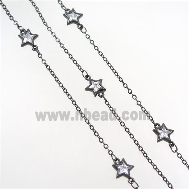 copper chain with star zircon, black plated