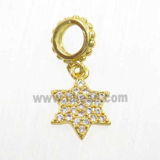 copper star pendants paved zircon, gold plated
