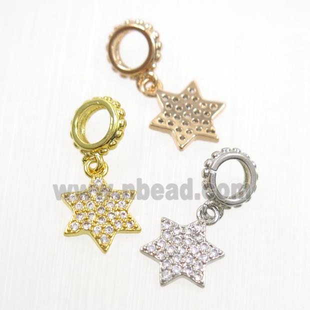 copper star pendants paved zircon, mix color