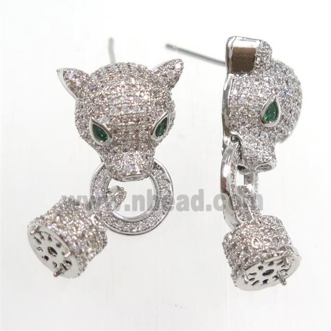 copper for earring paved zircon, platinum plated