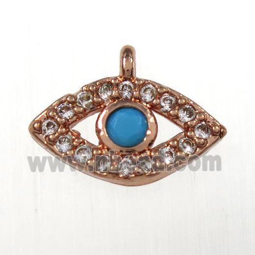 copper eye pendants paved zircon, rose gold