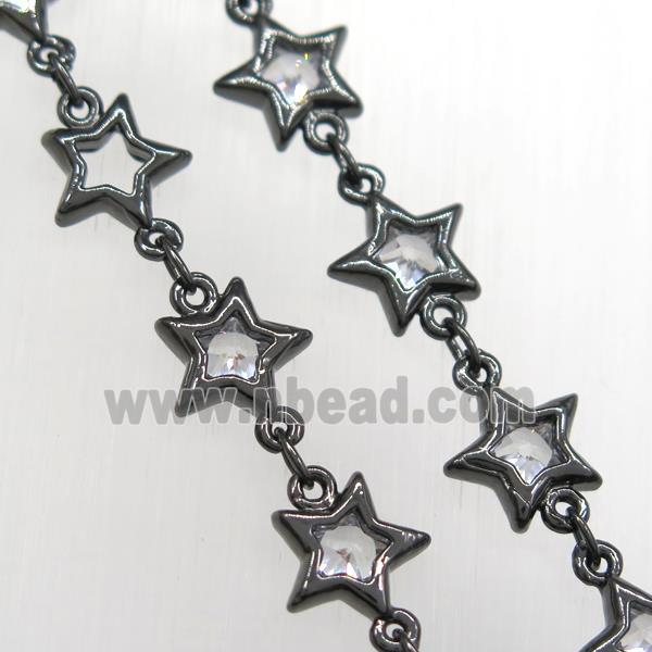 copper star chain pave zircon, black plated