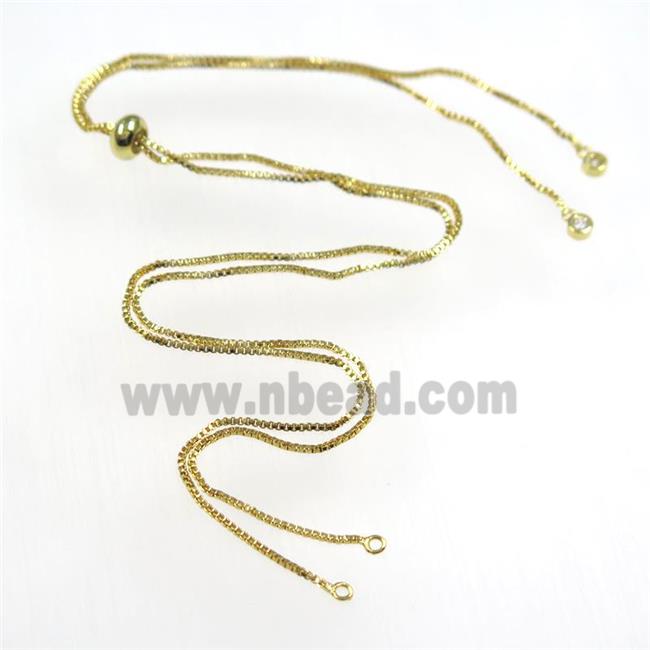 copper necklace chain with zircon, gold plated