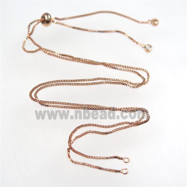 copper necklace chain with zircon, rose gold