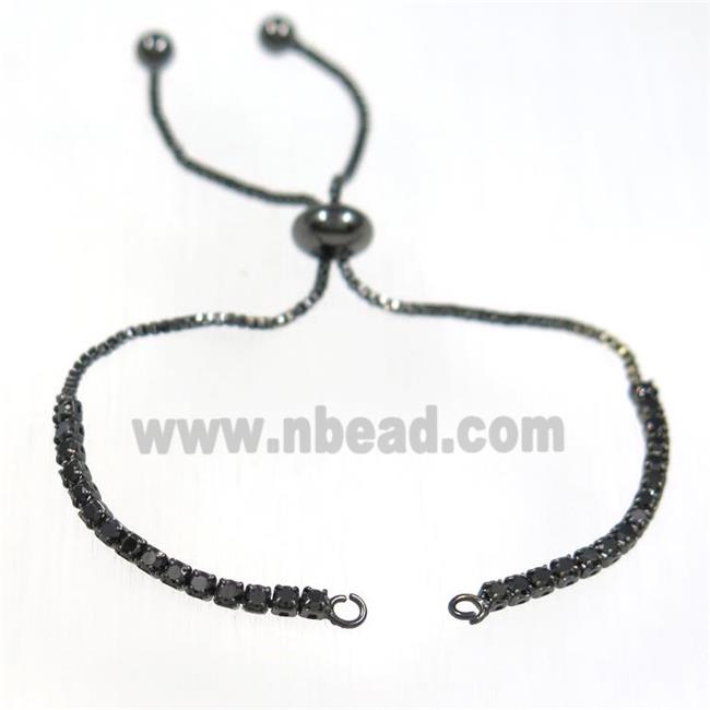 copper bracelet chain paved black zircon, black plated