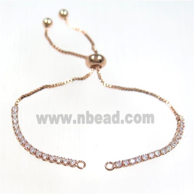 copper bracelet chain paved zircon, rose gold
