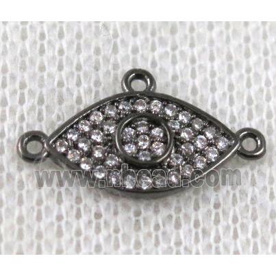 copper eye connector paved zircon with 3loops, black plated