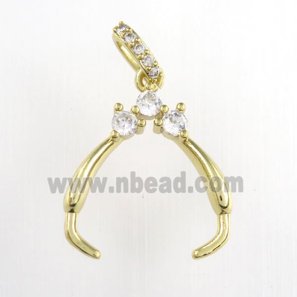 copper clasp bail paved zircon, gold plated