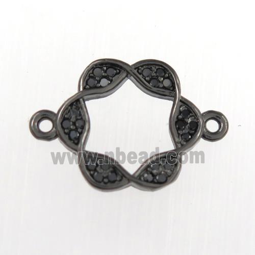 copper wreath connector paved zircon, black plated