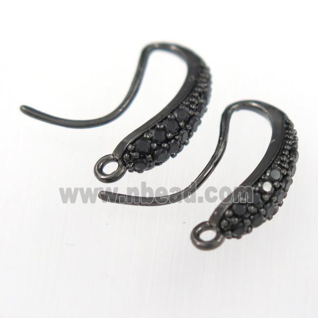 copper earring paved zircon, black plated