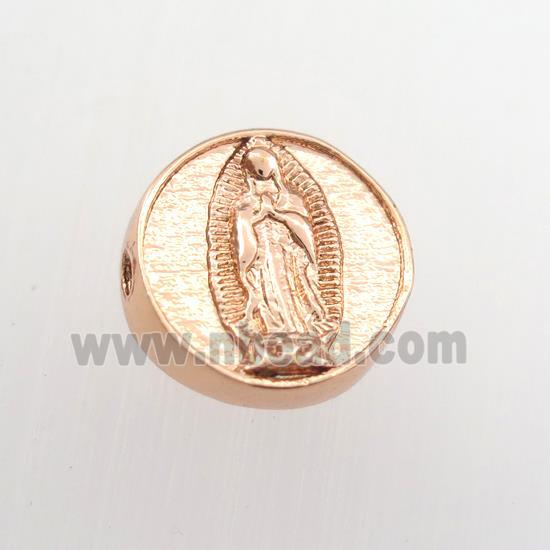 copper coin beads with Jesus, rose ogld