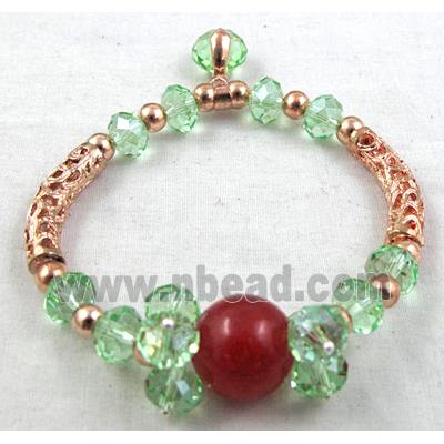 Chinese Crystal Glass Bracelet, stretchy, mixed